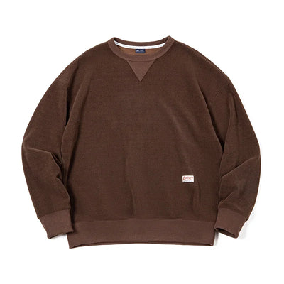Maden Heavyweight Round Collar Chenille Sweater for Men Spring and Autumn Basic Styles Long-sleeved Pullover Navy Blue T-shirts