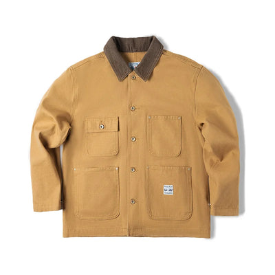 Maden Vintage Heavyweight Michigan Chore Jackets Multi-Pocket Canvas Hunting Coat for Men's Spring Loose Lapel Collar Outwear