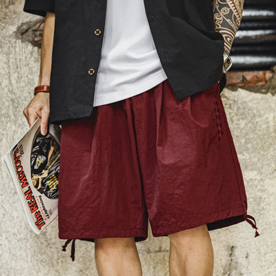 Maden Casual Navajo Embroidered Shorts Loose Fit Beach Thin Pants with Elastic Waist Pockets Cargo Short for Men's Summer Bottom