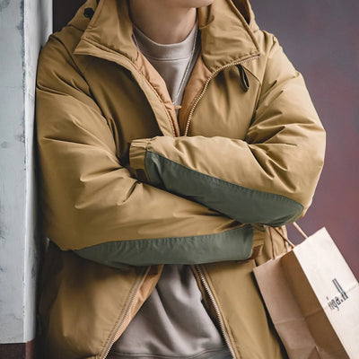 Maden Winter Hooded Down Jacket for Men White Duck Down Filling Thickened Warm Outer Coat Outdoor Windproof Parkas Black Jacket