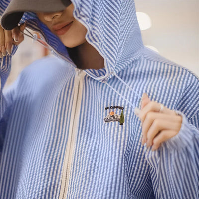 Sudadera con Capucha Traff Rayas Azules Corte Cómodo