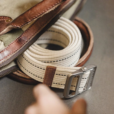 Maden New Unisex Striped Woven Belt No Hole Adjustable Waist Chain Jeans Belt Canvas Outdoor Sports Accessory Leisure Strap