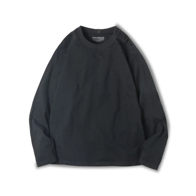 Maden Basic Long Sleeve Cotton T-shirt for Men Beige Round Collar Bottom Shirts Spring and Autumn Inner Sweatshirt Men's T-shirt