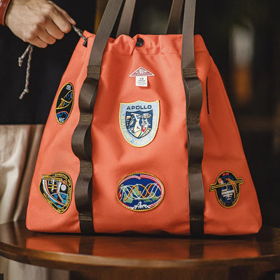 Maden Casual Space Exploration Embroidered Tote Bag Unisex Large-capacity Work Bag for Commuting Spacious Laptop Shoulder Bags