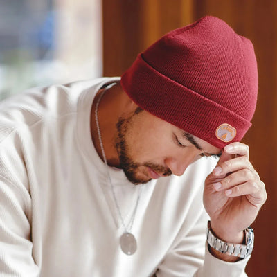 Maden Retro Warm Cotton Knitted Cap 2023 Autumn Winter Men's Wine Red Big Head Hat Casual Gray Beanies