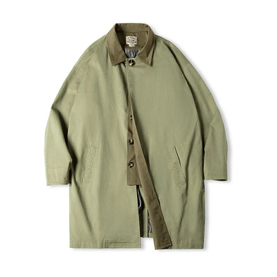Maden Workwear Men's Autumn American Casual Contrast Windbreaker Heavyweight Loose Mid length Thin Coat