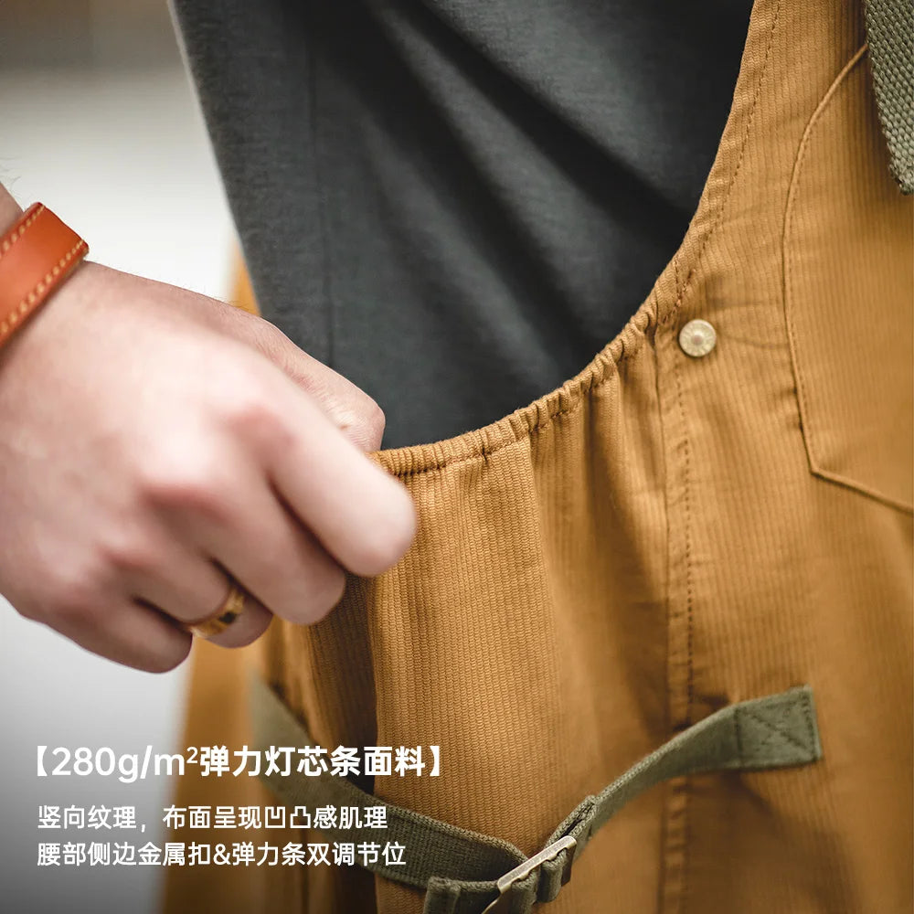 Maden Workwear American Retro Strap Pants Loose Straight Barrel Amekaji Casual One Piece Sling Long Pants Men's Fashion