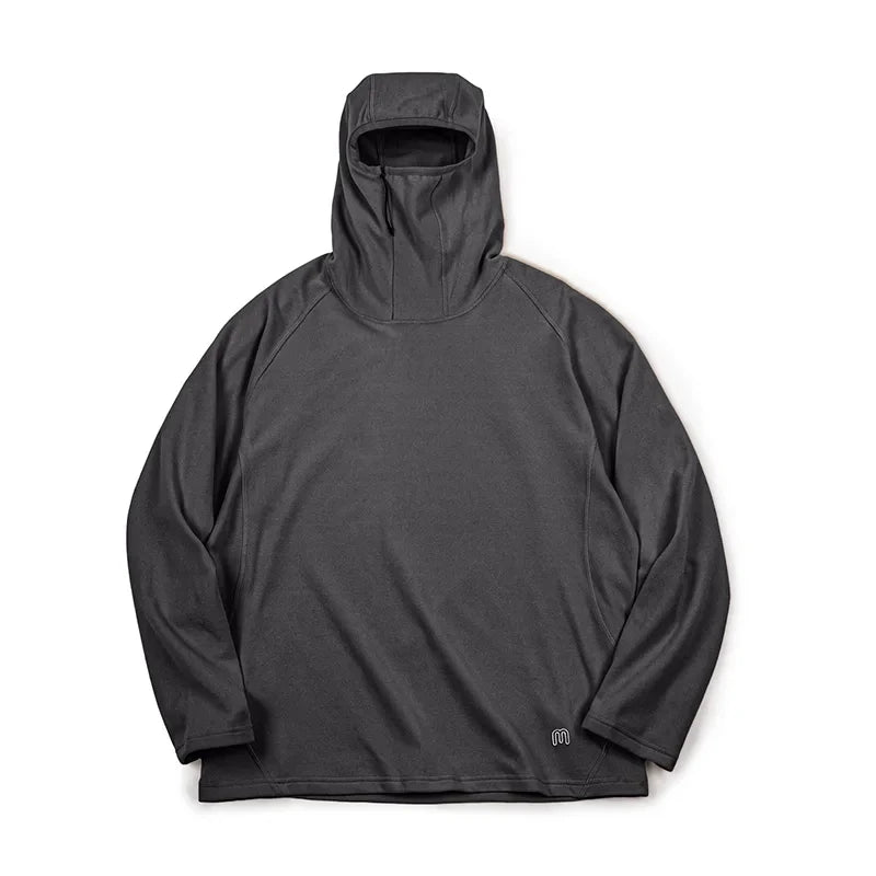 Maden 2024 Autumn Winter Men's Reversible Brushed Fleece Gorpcore Hoodies Amekaji Outdoor Riding High Neck Ninja Mask Sweatshirt