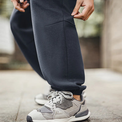 Maden Men's Spring Casual Solid color Sweatpants with Elastic Waistband All - match Loose Straight Cuffed Design for Sport Pants