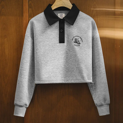 Sudadera Retro Traff con Cuello Polo Bordado