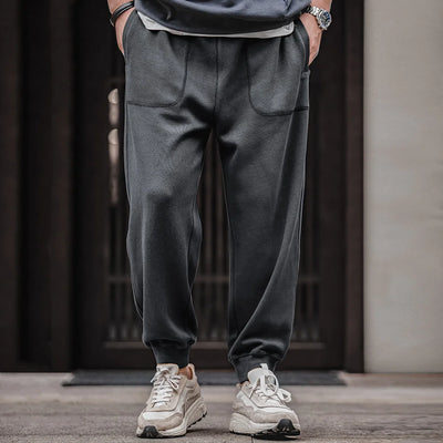 Maden Casual Gray Running Sweatpants Large Pocket Drawstring Workout Training Pants Comfortable Elastic Waist Men's Jogger Pants