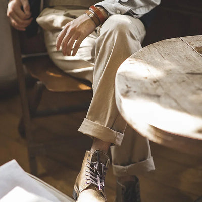 Maden Vintage Khaki Gurkha Pants Adjustable High Waist Casual Cargo Work Pants Classic Straight Trousers Men's Spring and Fall