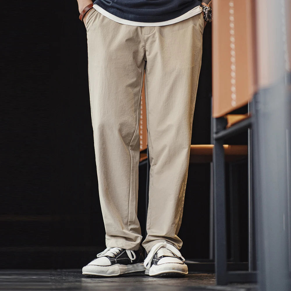 Maden Casual Straight Clean Fit Suit Pants Men's Spring Wrinkle-Resistant Tapered Office Pants Solid Color Versatile Trousers