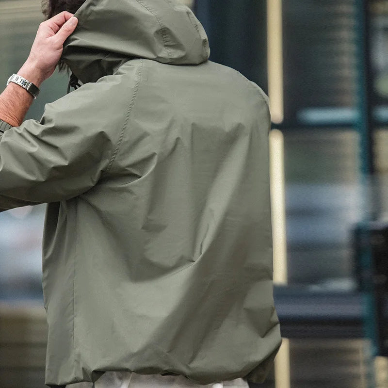 Maden M43 Parka Dark Green Deck Coat for Men Spring and Autumn Solid Color Hooded Sweatshirt Male Urban Outdoor Loose Jacket