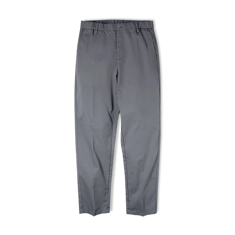 Maden Straight-fit Blazer Trousers for Men Khaki Casual Tapered Pants Elastic Waist Comfortable Pants Autumn Versatile