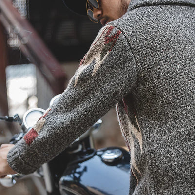 Maden Knitted Vintage Cardigan Men Sweater Indiana Thick Knit Oversized Streetwear Geometric Trend V-neck Christmas Knit Coats