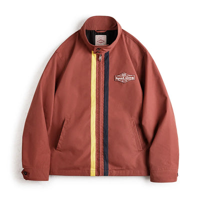 Maden New Retro 60's Contrasting Racing Jacket Stand-up Collar Sporty and Casual Zippered Outerwear for Men's Versatile Jackets