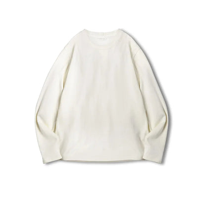 Maden Basic Long Sleeve Cotton T-shirt for Men Beige Round Collar Bottom Shirts Spring and Autumn Inner Sweatshirt Men's T-shirt