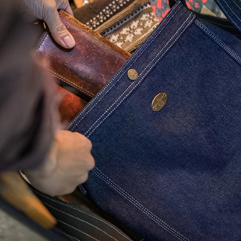 Maden New Retro 9.6oz Denim Washed Cowboy Bag Adjustable Blue Messenger Shoulder Bag Newsboy Unisex Style Bags for Daily