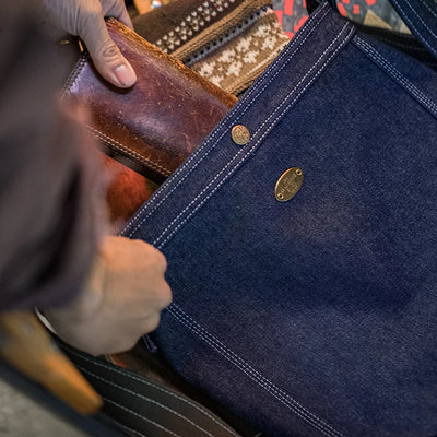 Maden New Retro 9.6oz Denim Washed Cowboy Bag Adjustable Blue Messenger Shoulder Bag Newsboy Unisex Style Bags for Daily