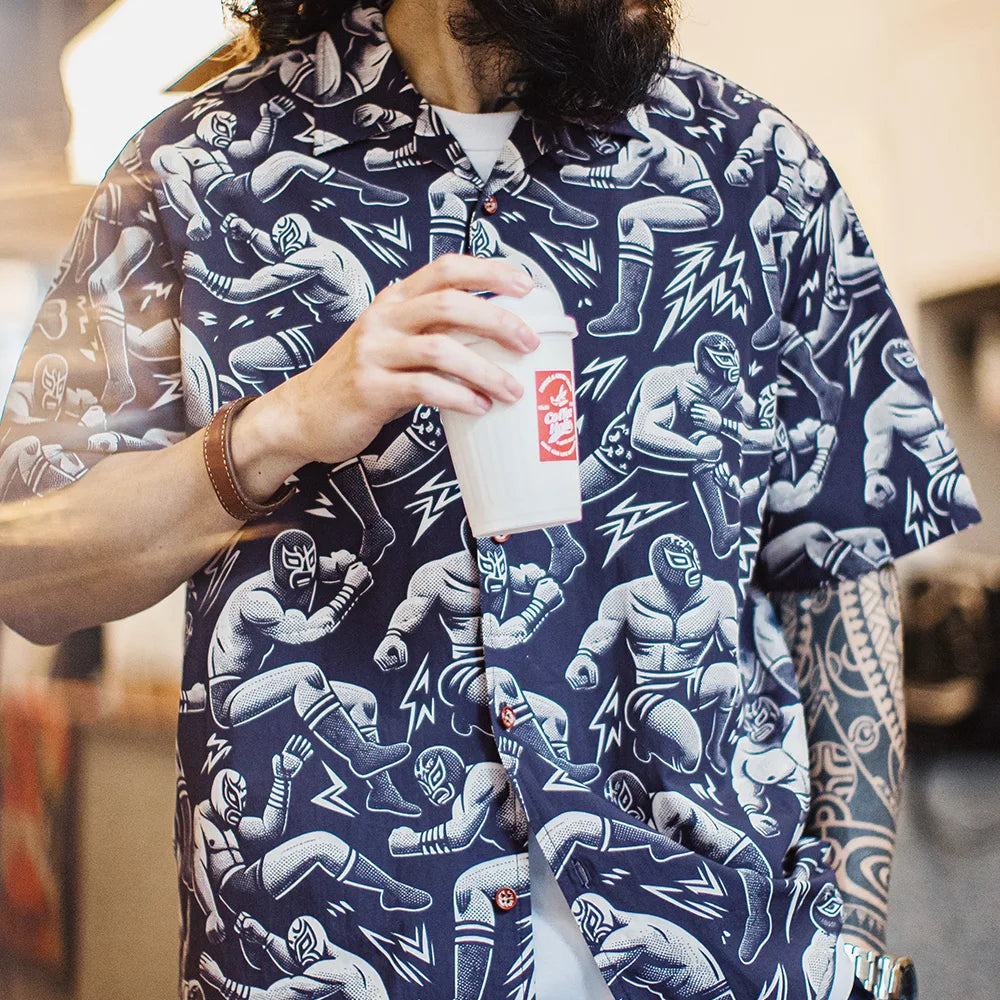 Maden Vintage Printed Cuban Collar Short Sleeve Shirt Men's Summer Hawaiian Style Vacation Shirt Loose Single-breasted Blouse