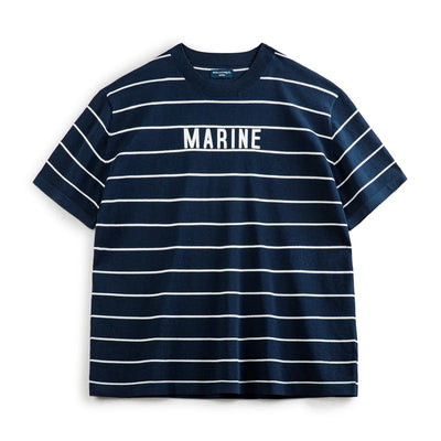 Maden Retro Contrast Striped Short-sleeved T-shirt with Letter Printed Breathable Shirt for Men's Summer Large Size Tops