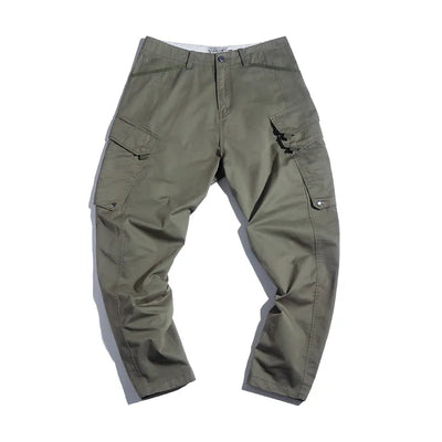 Maden Workwear American Style Large Pocket 3D Cut Leggings Drawstring  Green Cropped Pants Men's Trend