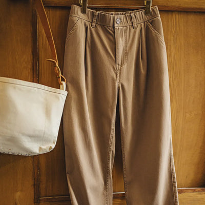 Maden Vintage Lumberjack Casual Pants Loose-Fit Straight-Leg Trousers Cotton Twill Khaki Long Pants Men's Versatile Fall Bottoms