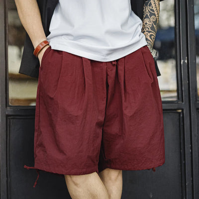 Maden Casual Navajo Embroidered Shorts Loose Fit Beach Thin Pants with Elastic Waist Pockets Cargo Short for Men's Summer Bottom