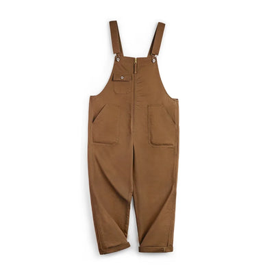 Maden Retro Overalls Casual Straight Jumpsuit for Men's Solid Color Spring and Autumn with Pocket Design Trousers