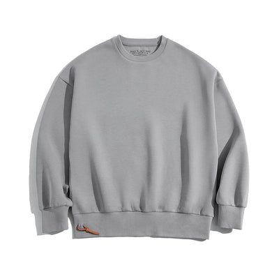 Maden Workwear Retro Grey Off Shoulder Space Cotton Sweater Air Layer Hatless Round Neck Coat Head Men's Fashion