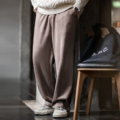Maden New Casual Solid-color Elastic-waist Sweatpants Loose Straight Pants for Men's Autumn and Winter Versatile Sports Trousers