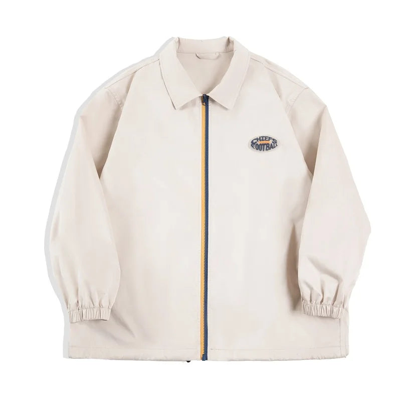 Maden Men Stadium Jackets Autumn Windproof and Wrinkle-resistant Coats Blue and Yellow Color Collision Zipper Streetwear Jackets