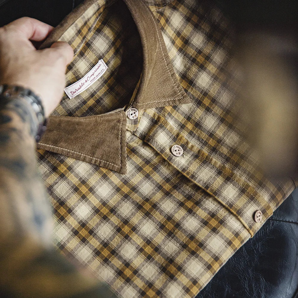 Camisa Traff Vintage de Diseño con Solapa de Pana
