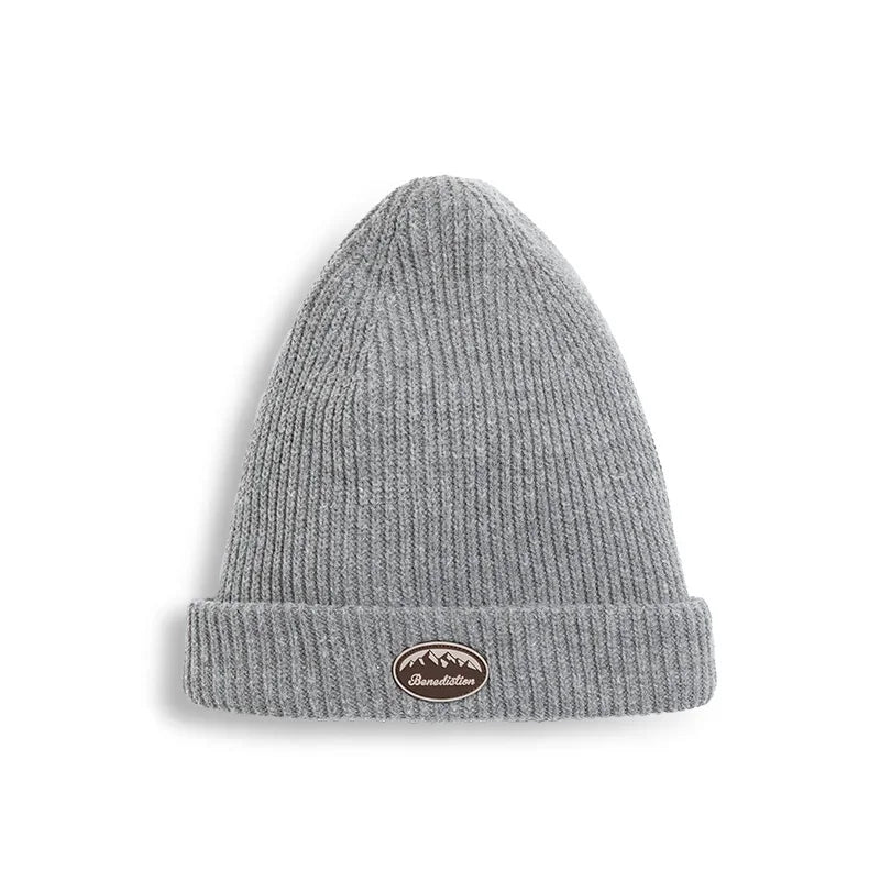 Maden Winter Knitted Wool Caps Men's Vintage All-match Melon Skin Hat Thick Casual Bonnet Unisex Cap Warmer Female Beanie Hats