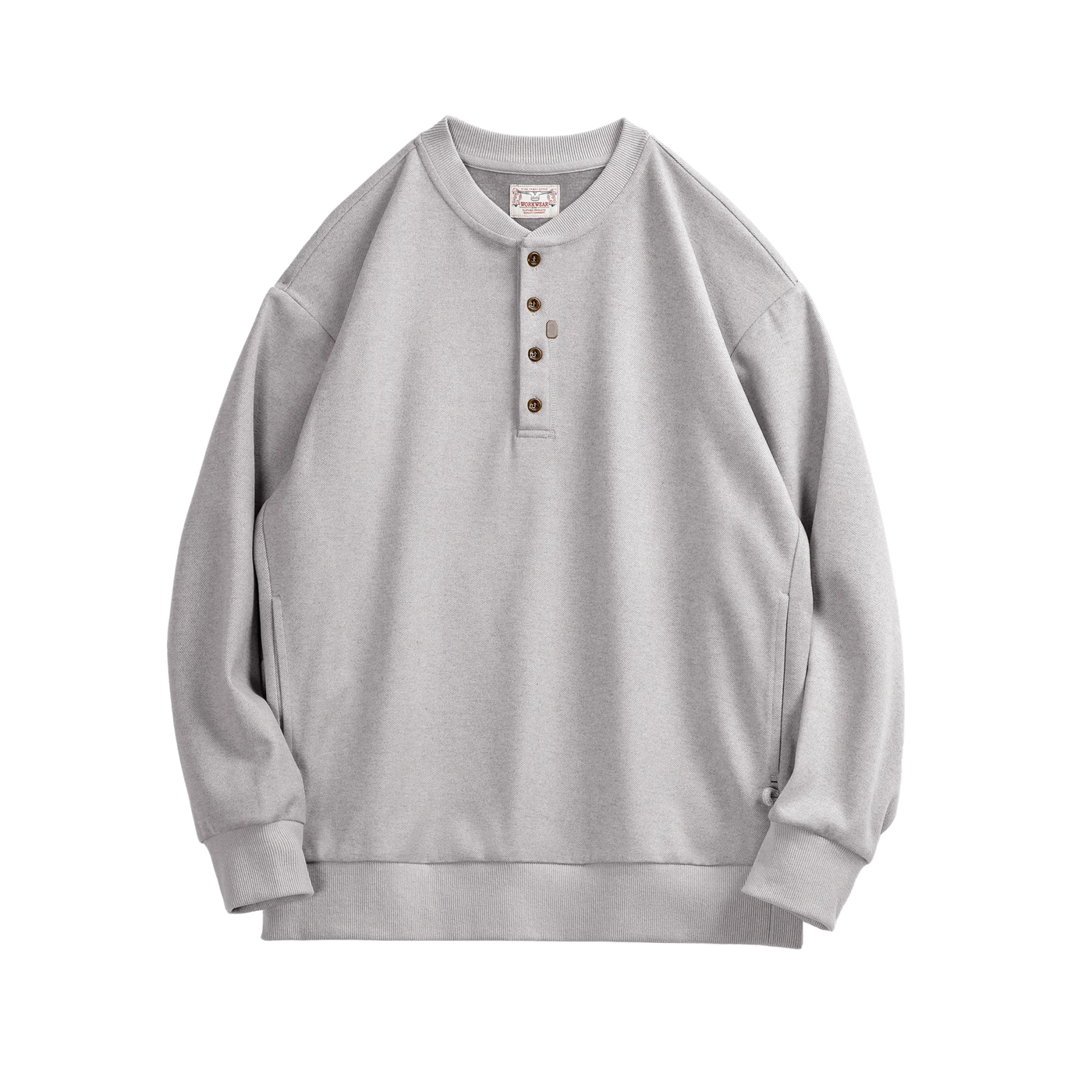 Maden American Casual Henry Collar Men's Clothing Tops Sweatshirt Clean-fit Long-sleeved Bottoming Spring T-shirt Fashion