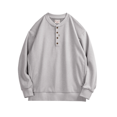 Maden American Casual Henry Collar Men's Clothing Tops Sweatshirt Clean-fit Long-sleeved Bottoming Spring T-shirt Fashion