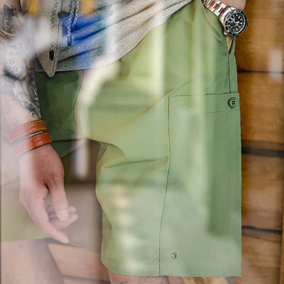Maden Casual Washed Cargo Shorts Men's Summer Lightweight Straight Leg Drawstring Pockets Shorts Breathable Outdoor Bottoms