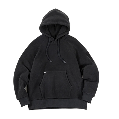 Maden 2024 Autumn Winter Casual Heavyweight Hoodie Men's Black Versatile Thickened Fleece Pullover Loose Warm Hooded Sweatshirt