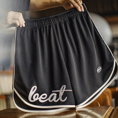 Maden Casual Outdoor Black Mesh Shorts Men's Summer Breathable Basketball Shorts with Elastic Waist Quick-Dry Beach Sports Pants