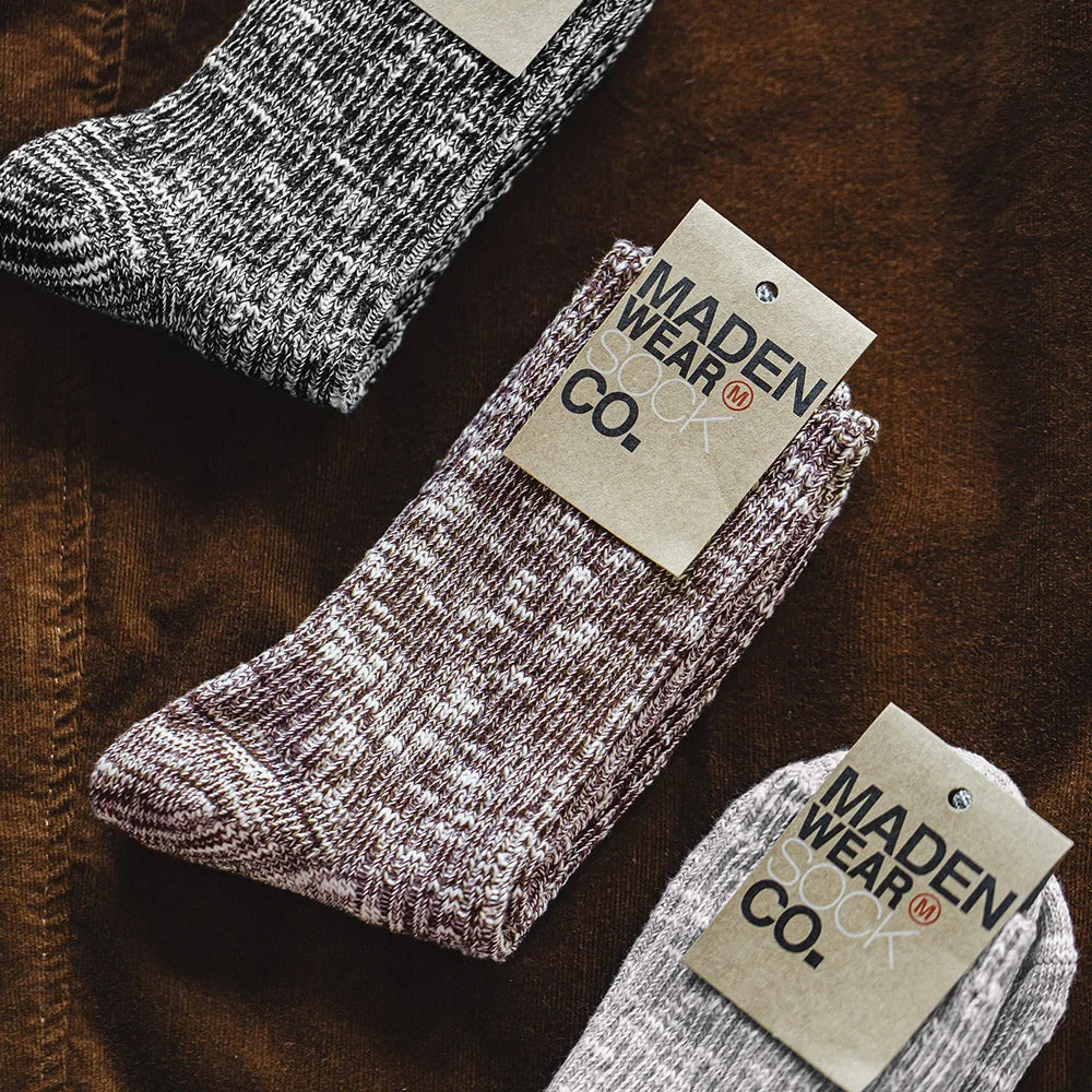 Maden Retro Knitted Mid-calf Cotton Socks Casual Sports Sweat-absorbent Breathable Long Socks Same Style for Men and Women