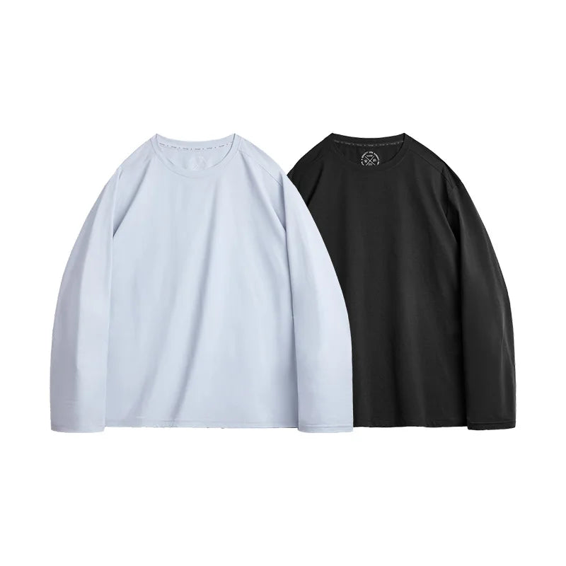 Maden Casual 7A Anti-Bacterial Quick-Dry Long Sleeve T-Shirt Men's Spring Cool Comfort Breathable Tops Round Neck Layering Tee