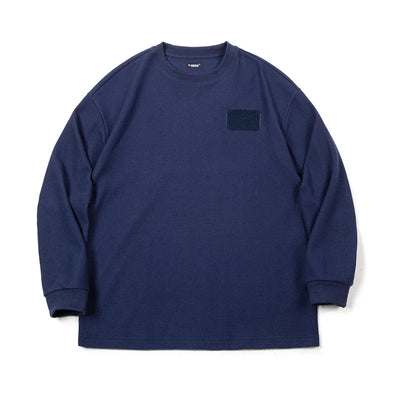 Maden Drop Shoulder Sleeve Waffle T-shirts for Men Casual Round Collar Versatile Layering Sweatshirt Male Long-sleeved Tees