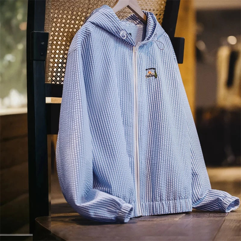 Sudadera con Capucha Traff Rayas Azules Corte Cómodo