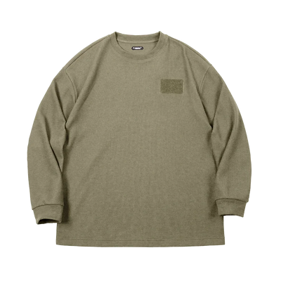 Maden Drop Shoulder Sleeve Waffle T-shirts for Men Casual Round Collar Versatile Layering Sweatshirt Male Long-sleeved Tees