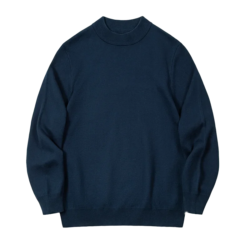 Maden Autumn Winter New Regular Fit 12 Gauge Sweater Men Half Turtleneck Pullovers Knitwear Solid Color Warm Bottom Shirt