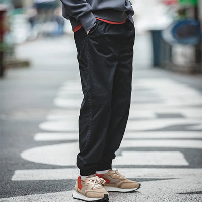 Maden Vintage Drawstring Pants Men's Spring and Fall Elastic Waist Harem Style Casual Trousers Letter Print Joggers Bottoms