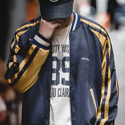 Maden Retro Reversible Yokosuka Jacket Tiger Embroidered Iron-Free Drape Jacket Men's Spring and Fall Trendy Patchwork Outwear