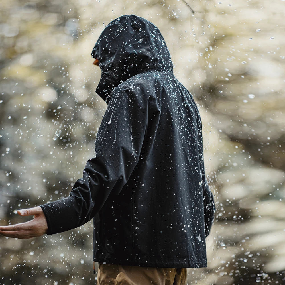 Maden Gorpcore Waterproof Hiking Jacket Outdoor Windproof Hooded Solid Jacket Suitable for Men's Autumn Mountaineering Windbreak