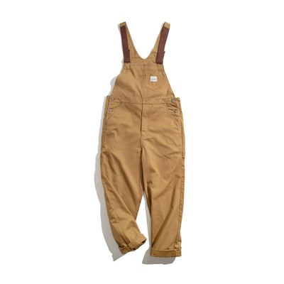 Maden Vintage Khaki Vintage Strap Pants Amekaji One Piece Pocket Straight Tube Sling Pants Men's Fashion